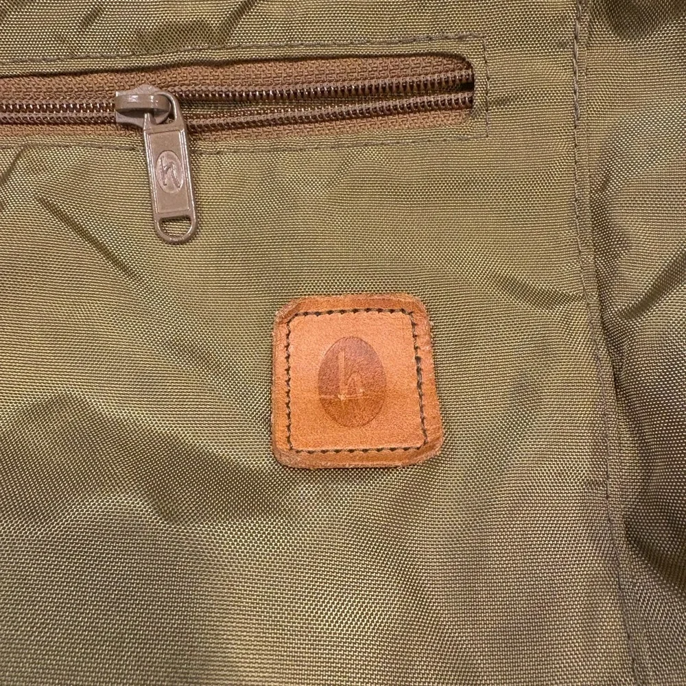 Vintage Hartman Brown Nylon Light Weight Garment Suit Bag Carry On Leather Trim